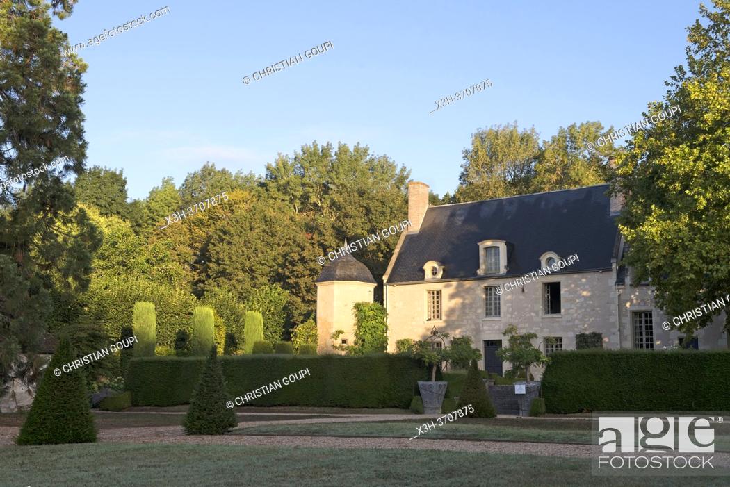 Stock Photo: Manor house of Domaine de Poulaines, Poulaines, Department of Indre, Historic Province of Berry, Centre-Val de Loire region, France.