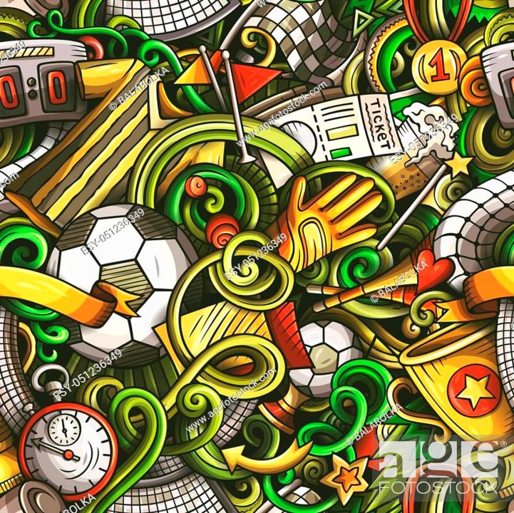 Cartoon doodles Football seamless pattern. Background with Soccer subjects  and symbols, Stock Vector, Vector And Low Budget Royalty Free Image. Pic.  ESY-051236349 | agefotostock