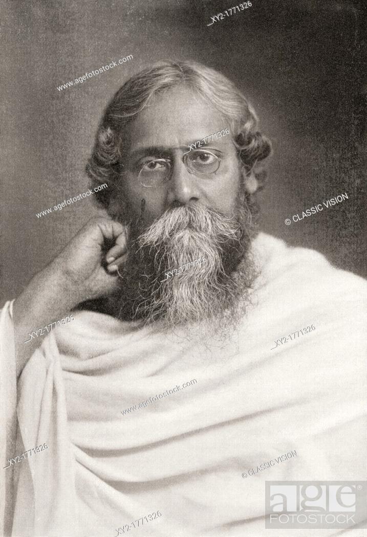 Rabindranath Tagore, 1861 – 1941, sobriquet Gurudev Bengali polymath Nobel  Prize winner for..., Stock Photo, Picture And Rights Managed Image. Pic.  XY2-1771326 | agefotostock