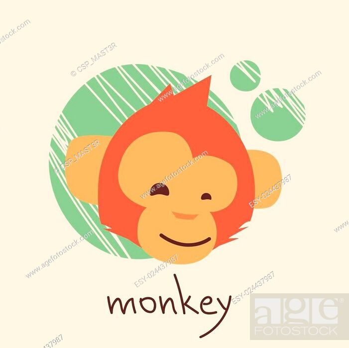 Monkey Face Cartoon Head Drawing Flat, Stock Vector, Vector And Low Budget  Royalty Free Image. Pic. ESY-024437987 | agefotostock