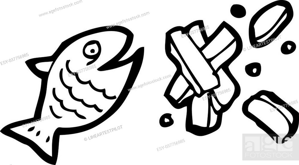 Retro cartoon fish and chips Stock Photos and Images | agefotostock