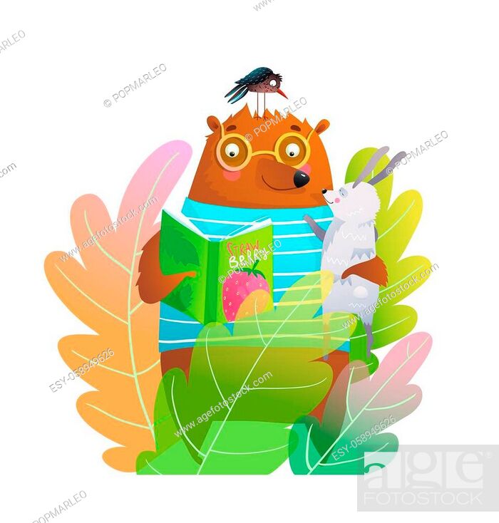 Funny animals friends teddy bear crow and bunny studying homework, Stock  Vector, Vector And Low Budget Royalty Free Image. Pic. ESY-058949626 |  agefotostock