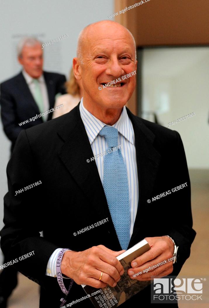 Stock Photo: British architect Sir Norman Foster smiles during the re-opening of Lenbachhaus in Munich,  Germany, 07 May 2013. The City Gallery of Munich in Lenbachhaus.