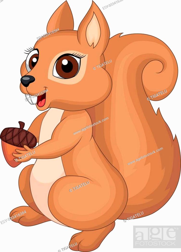 Vector illustration of cute squirrel cartoon holding nut, Stock Vector,  Vector And Low Budget Royalty Free Image. Pic. ESY-033416384 | agefotostock