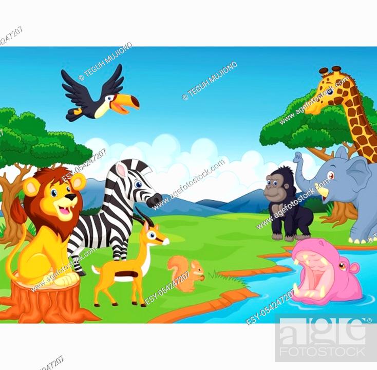 Cartoon safari animal in the jungle, Stock Vector, Vector And Low Budget  Royalty Free Image. Pic. ESY-054247207 | agefotostock