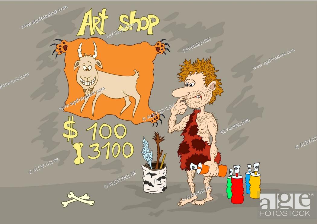 Stock Vector: Stone Age Art Shop.