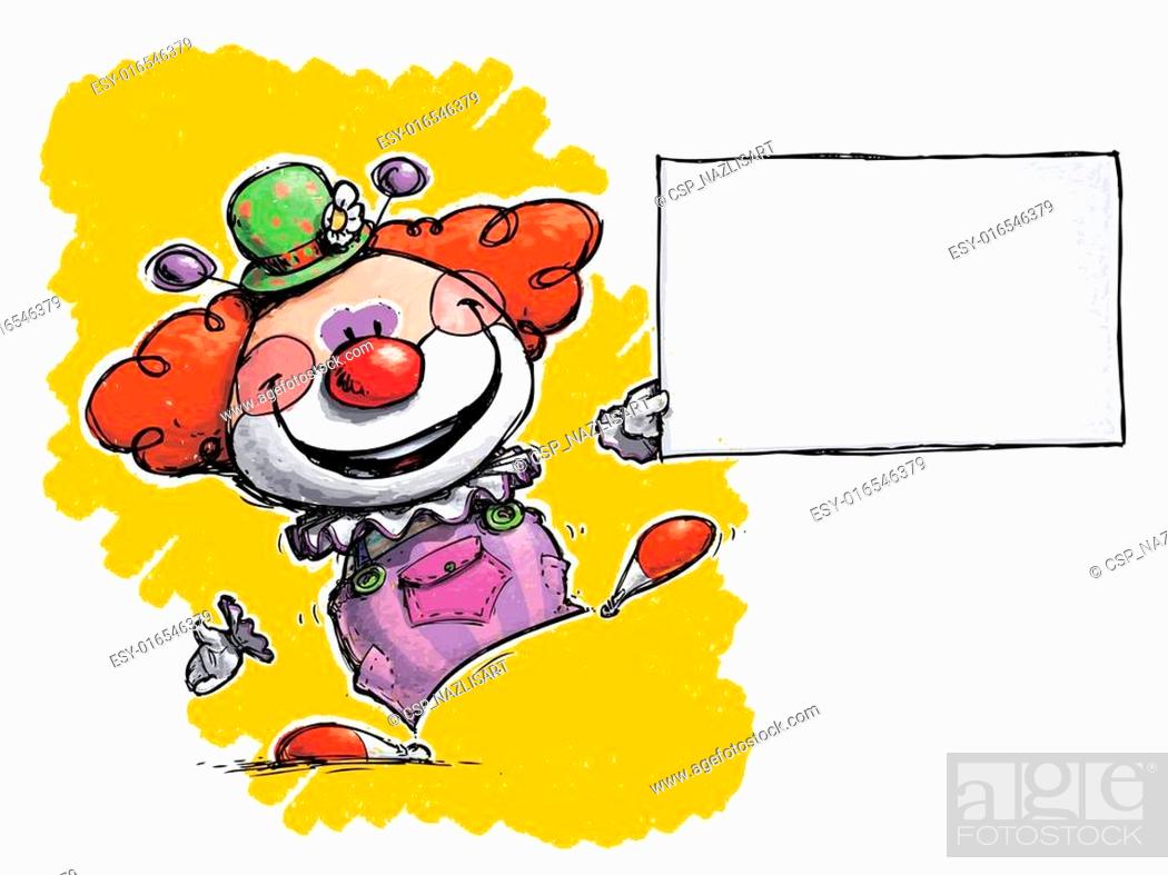Stock Vector: Clown Holding Business Card.