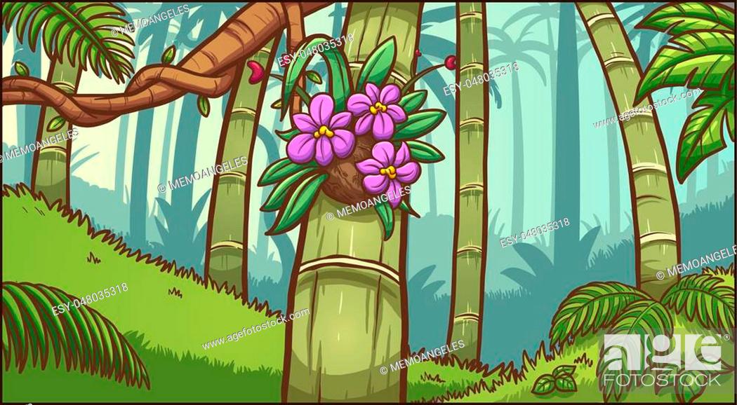 Background illustration with jungle african nature in a cartoon style  vector illustration  CanStock
