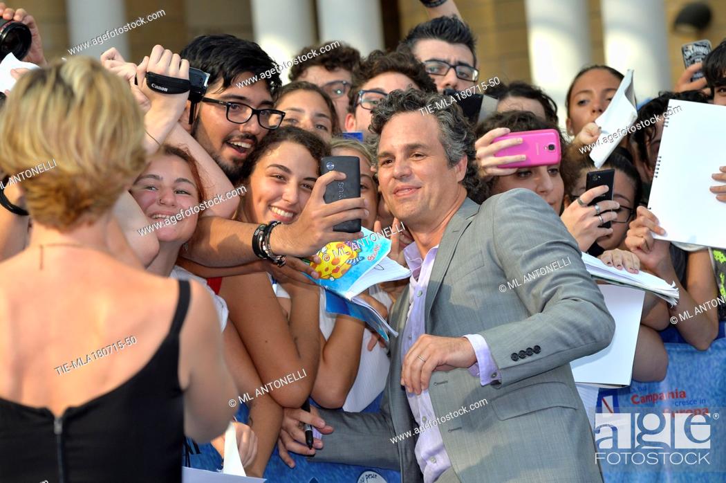 Stock Photo: Mark Ruffalo and his wife Sunrise Coigney . 45 Giffoni International Film Festival, Giffoni, Italy. 18/07/2015.