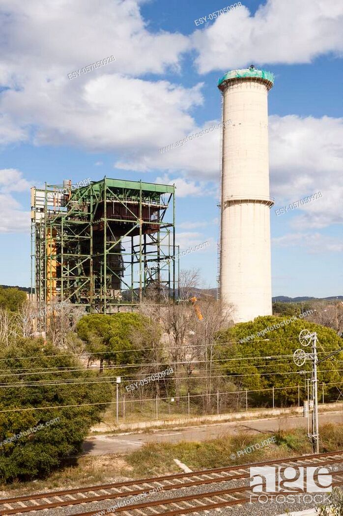 Stock Photo: Decommission of the thermal power plant of Cubelles, Barcelona, Spain.