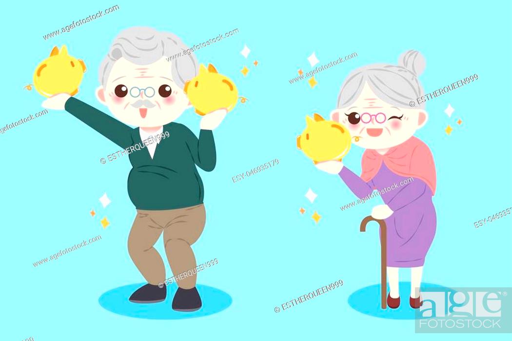 cute cartoon old couple take piggy bank on the blue background, Stock  Vector, Vector And Low Budget Royalty Free Image. Pic. ESY-046935179 |  agefotostock