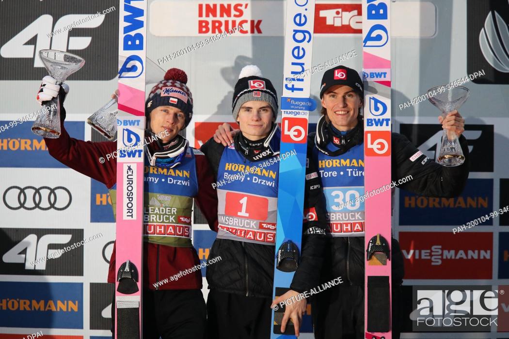 Stock Photo: 04 January 2020, Austria, Innsbruck: Nordic skiing/ski jumping: World Cup, Four Hills Tournament, Big Hill, Men, 2nd run.