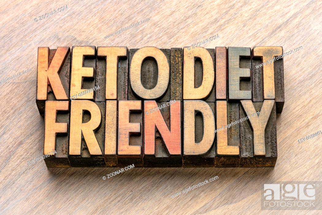Stock Photo: keto diet friendly word abstract in vintage letterpress wood type.