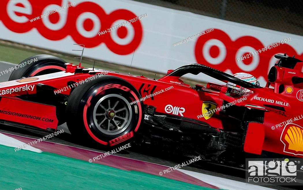 Stock Photo: 19 November 2021, Qatar, Losail: Motorsport: Formula 1, ahead of the Qatar Grand Prix: Monegasque driver Charles Leclerc of the Ferrari team steers his car.