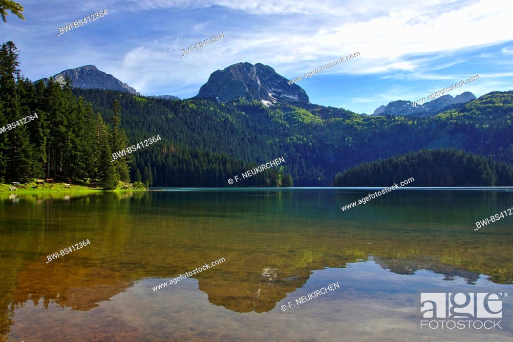 Stock Photo: Blake Lake, Crno Jezero, glacial lake on mount Durmitor, mount Meded in background, Montenegro, Durmitor National Park, Zabljak.