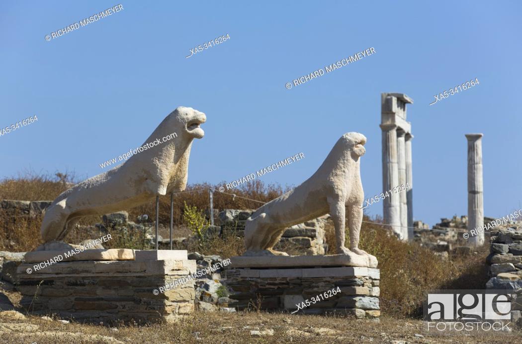 Stock Photo: Naxian Lions, Delos Island, UNESCO World Heritage Site, Cyclades Group, Greece.
