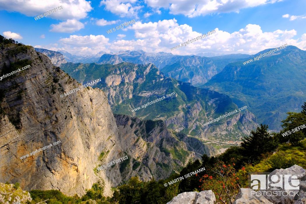 Stock Photo: Albania, Shkoder County, Kelmend Region, Tamara, View from Korita, national border to Montenegro.