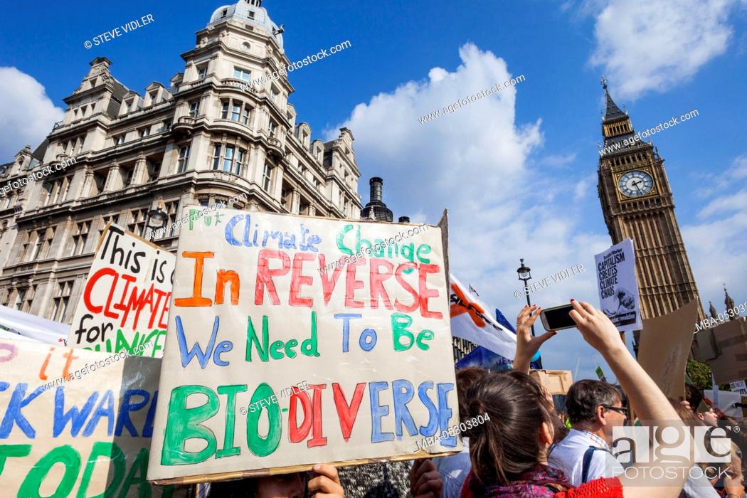Stock Photo: England, London, Westminster, Climate Change Demonstration.
