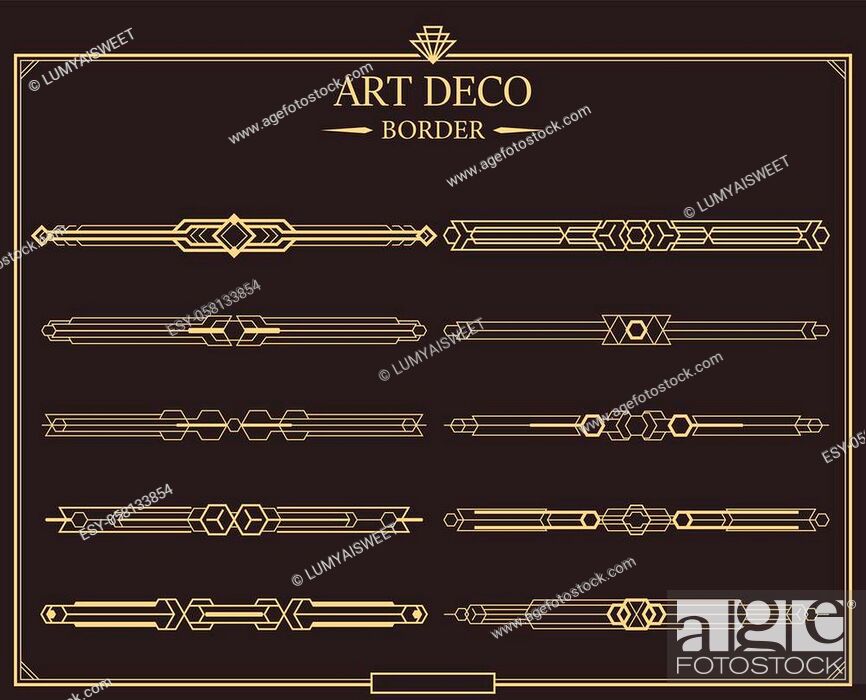 Set Of Art Deco Calligraphic Page Dividers. Vector Black Flourishes Page  Decoration Vignettes. Header And Border Template In Style Of 1920s For Your  Design. Royalty Free SVG, Cliparts, Vectors, and Stock Illustration.