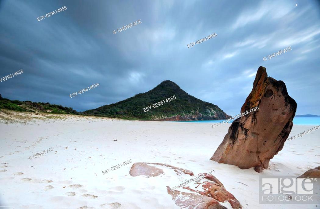 Stock Photo: Zenith Beach is framed between two conical headlands, Mt Tomaree to the north (in view) and Stephens Peak to the south. It is backed by a 10-20 m high foredune.