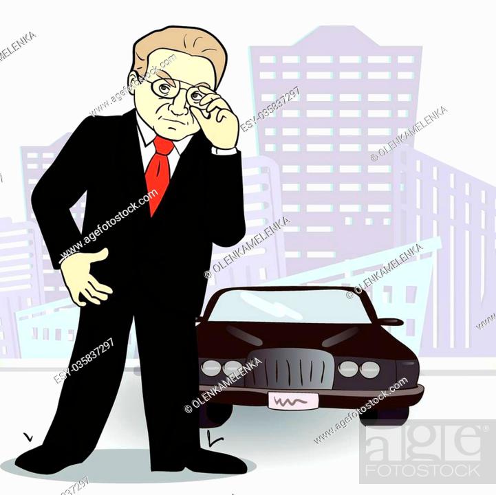 Businessman and car. Rich man in the city. Vector .Cartoon image, Stock  Vector, Vector And Low Budget Royalty Free Image. Pic. ESY-035837297 |  agefotostock