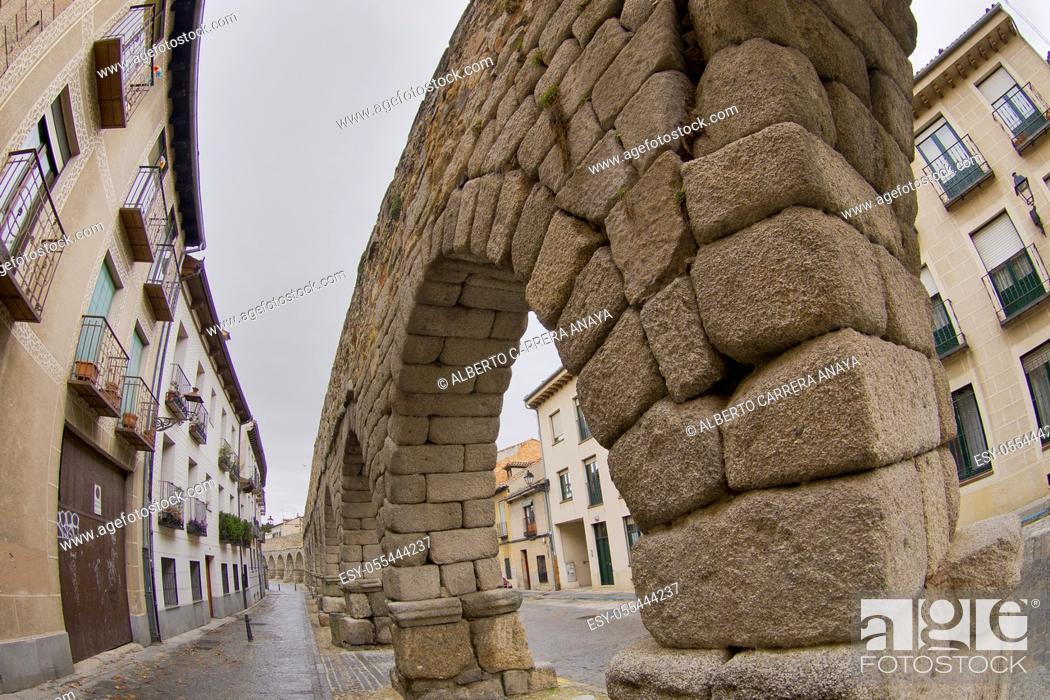 Stock Photo: Roman Aqueduct of Segovia, World Monument Fund, Segovia, World Heritage Site UNESCO, Castilla y León, Spain, Europe.