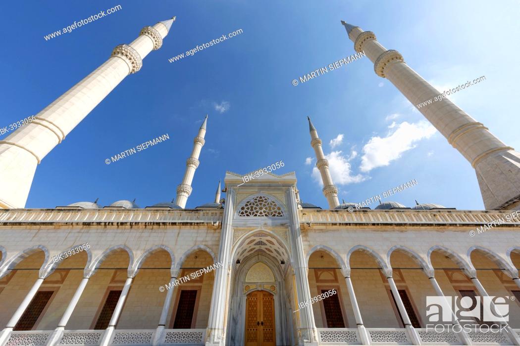 Stock Photo: Sabanci Central Mosque, Sabanci Merkez Camii, the largest mosque in Turkey, Merkez Park, Adana, Çukurova, Mediterranean, Turkey.