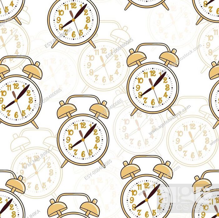 Seamless pattern of cartoon watches and alarm clock. Background for  printing, fabric, textile, Stock Vector, Vector And Low Budget Royalty Free  Image. Pic. ESY-058480085 | agefotostock
