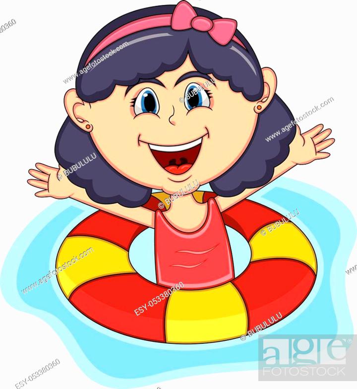 Girls swim cartoon - full color, Stock Vector, Vector And Low Budget  Royalty Free Image. Pic. ESY-053380360 | agefotostock