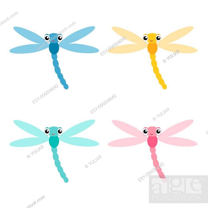 Dragonfly icon set. Cute cartoon kawaii funny character, Stock Vector,  Vector And Low Budget Royalty Free Image. Pic. ESY-056034042 | agefotostock