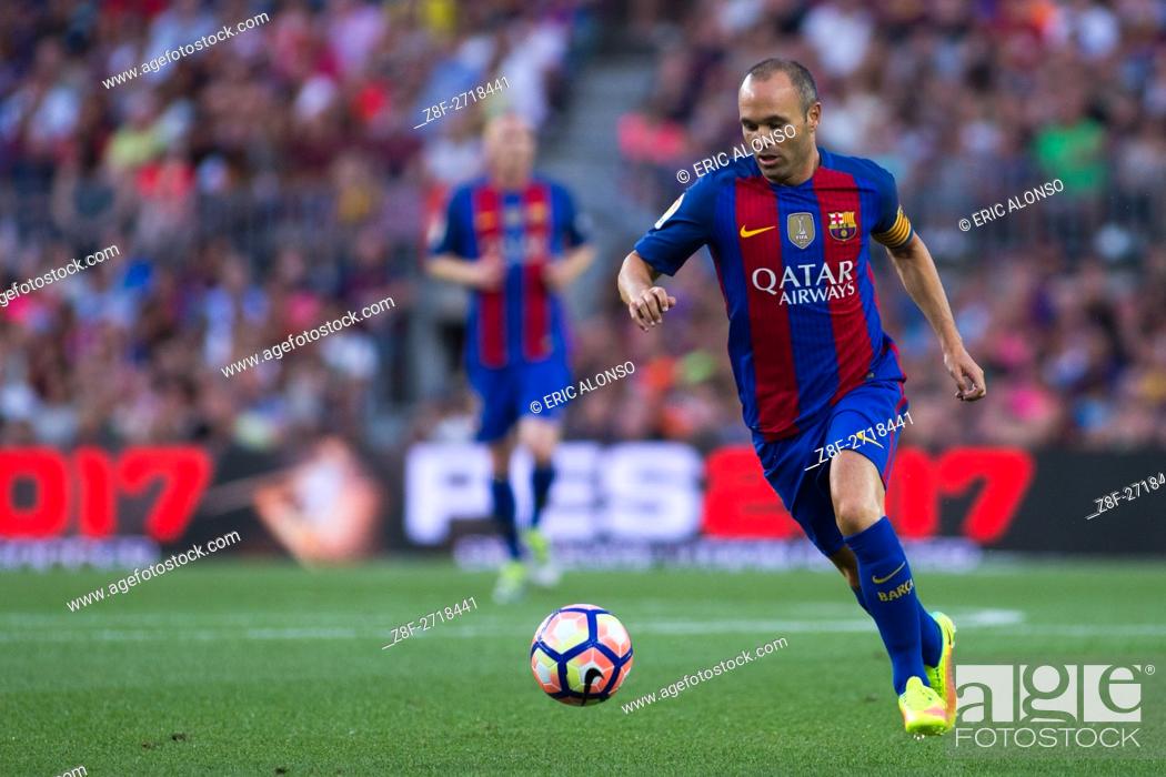 Stock Photo: Andrés Iniesta. 51st edition of the Joan Gamper Trophy between FC Barcelona and Sampdoria. Camp Nou, Barcelona, Spain. August 10th. , 2016.