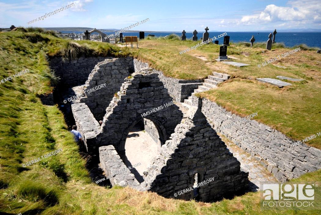 Stock Photo: Ireland, County Galway, Aran Islands, Inisheer, church of Saint Kevin of the 10th century.