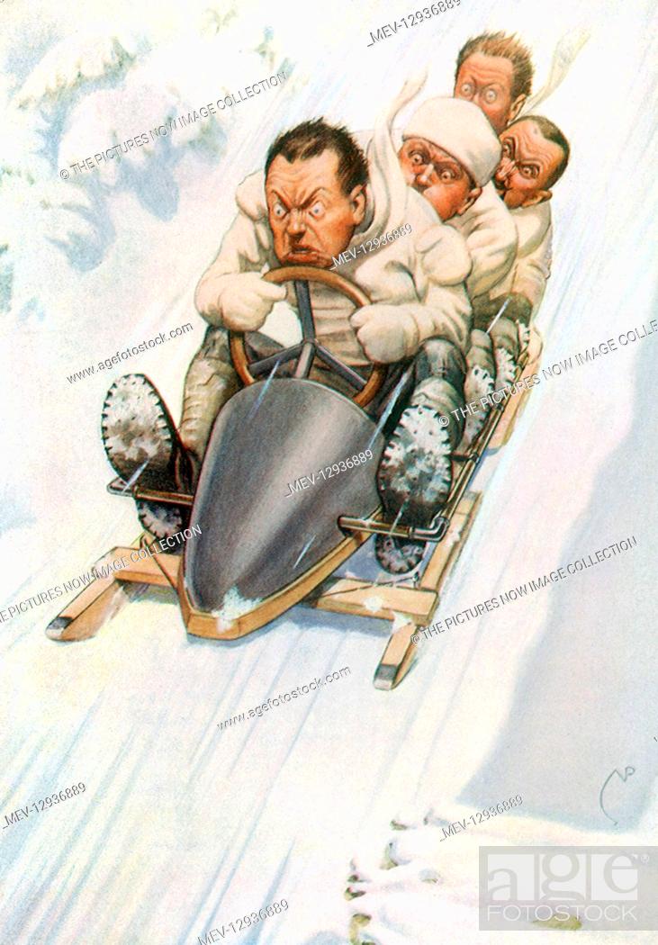 Stock Photo: Maniacal Bobsledders.