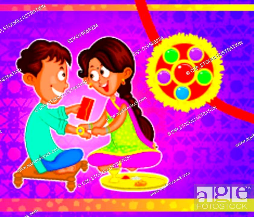 Brother and Sister in Raksha Bandhan, Stock Vector, Vector And Low Budget  Royalty Free Image. Pic. ESY-019568234 | agefotostock
