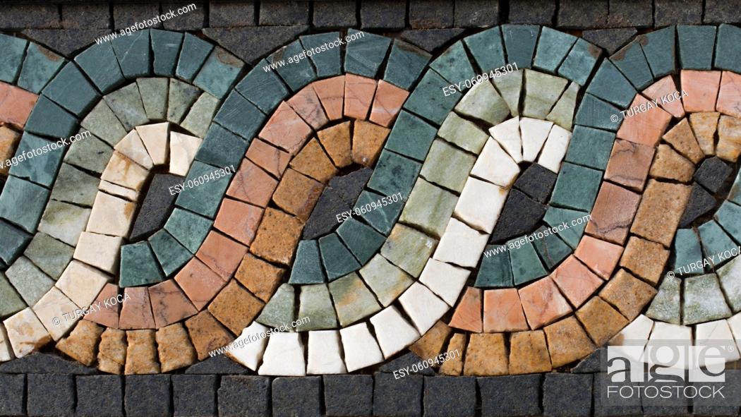 Stock Photo: Different mosaic textures made with colorful mosaic.