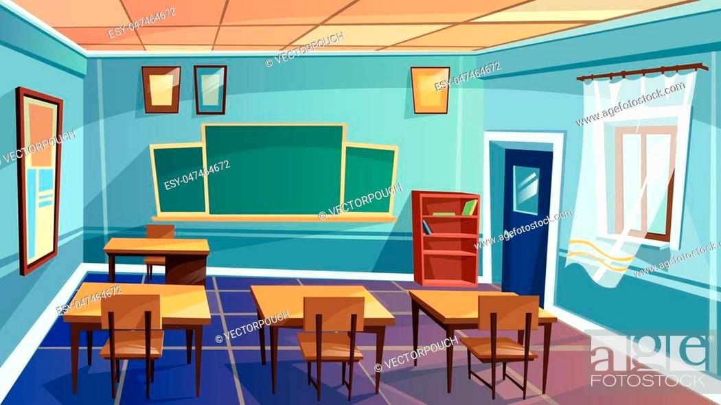 Vector cartoon empty elementary high school, college, university classroom  background, Stock Vector, Vector And Low Budget Royalty Free Image. Pic.  ESY-047464672 | agefotostock