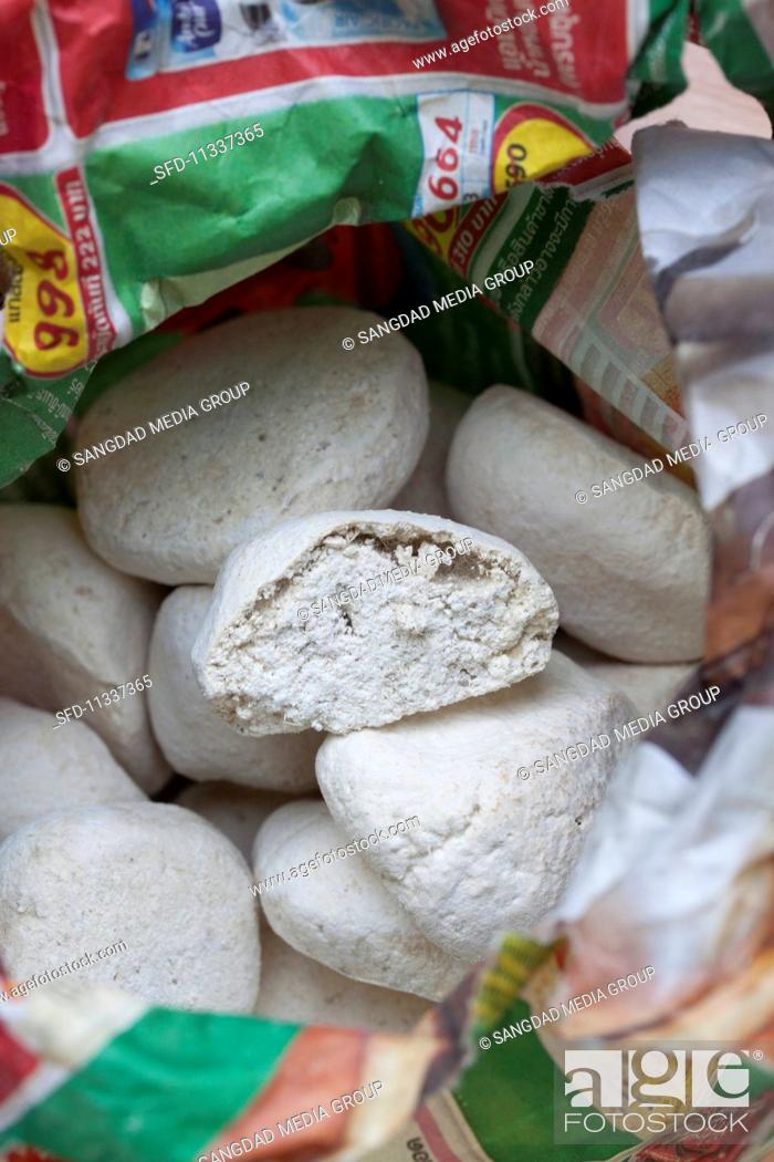 Stock Photo: A sack of dough balls (Thailand).