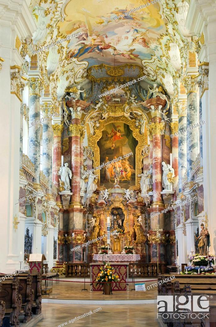 Interior view, Wieskirche, Pilgrimage Church of Wies, rococo church, UNESCO  World Heritage Site, Foto de Stock, Imagen Derechos Protegidos Pic.  IBR-2253263 | agefotostock