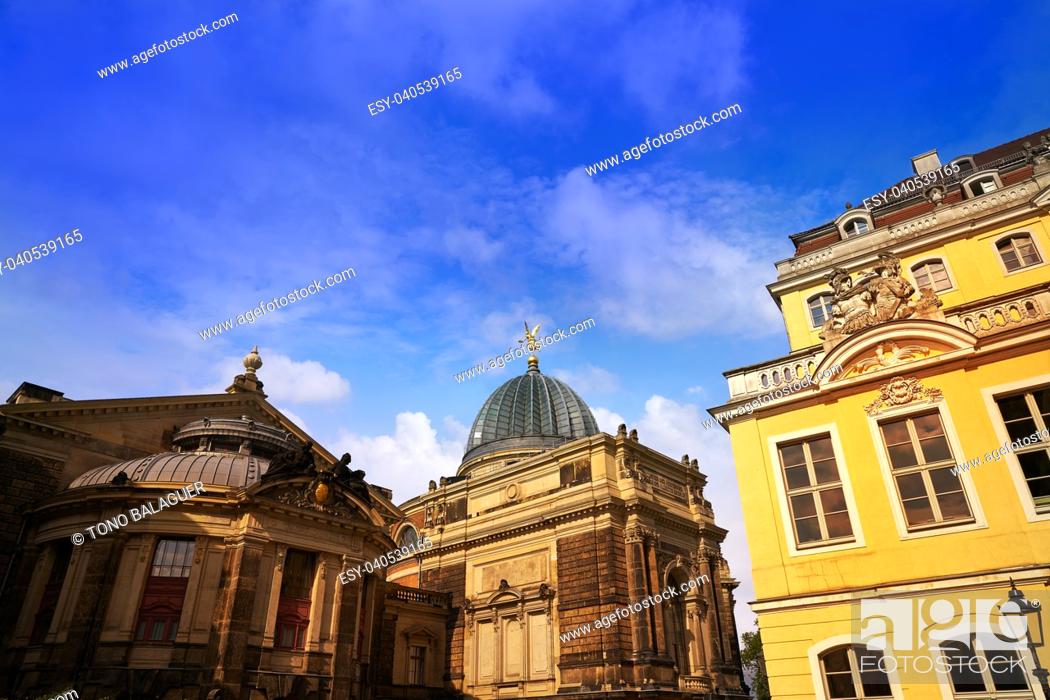 Stock Photo: Dresden street facades in Saxony of Germany.