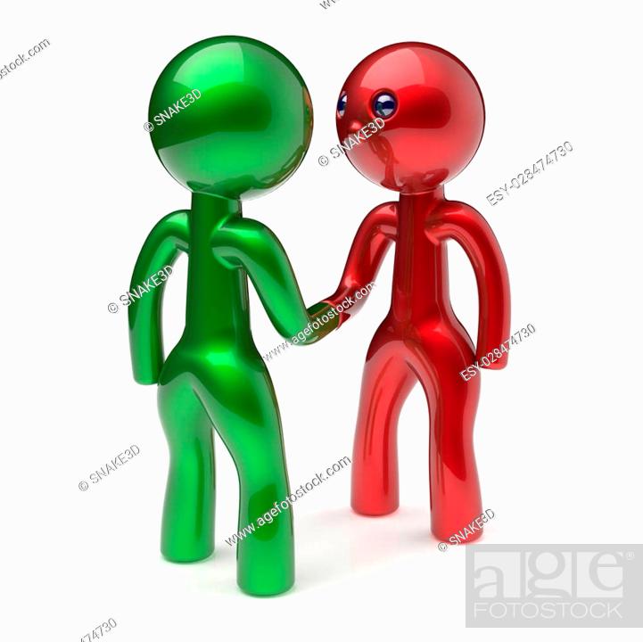 Handshake cartoon characters two men shaking hand business partners red  green deal 2 different..., Stock Photo, Picture And Low Budget Royalty Free  Image. Pic. ESY-028474730 | agefotostock