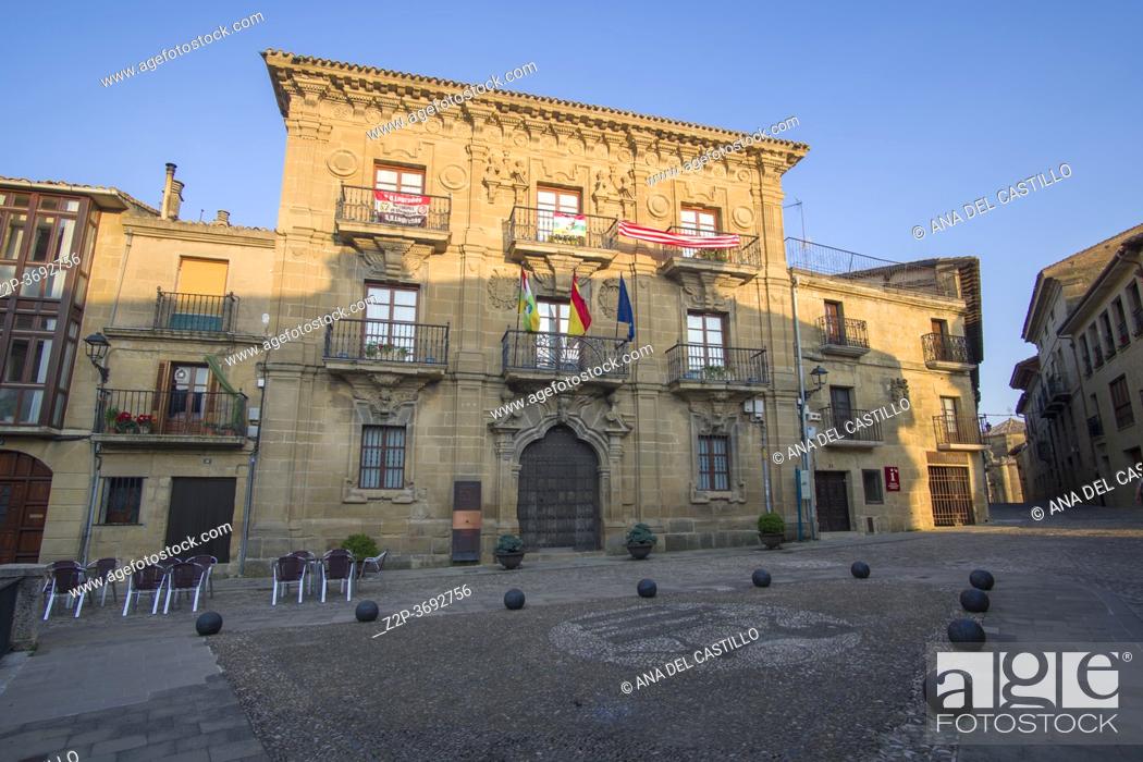 Stock Photo: Briones La Rioja Spain on July, 20, 2020: is part of the Most Beautiful Villages in Spain. The city hall palace.