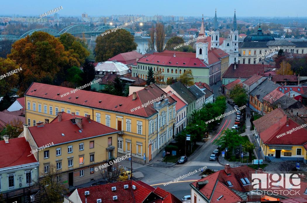Stock Photo: View of Esztergom from a hill, Esztergom, Hungary.