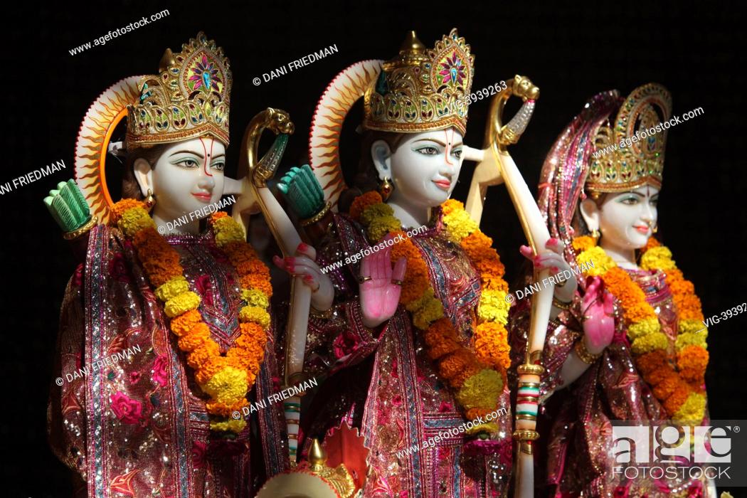 CANADA, MISSISSAUGA, Marble idols of Laxman, Lord Rama and the Goddess Sita  in the main prayer hall..., Stock Photo, Picture And Rights Managed Image.  Pic. VIG-3939263 | agefotostock