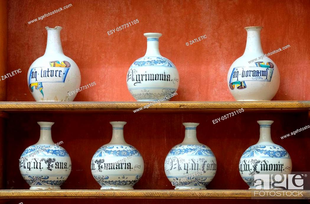 Stock Photo: The third oldest pharmacy in the world in Franciscan monastery in Dubrovnik, Croatia.