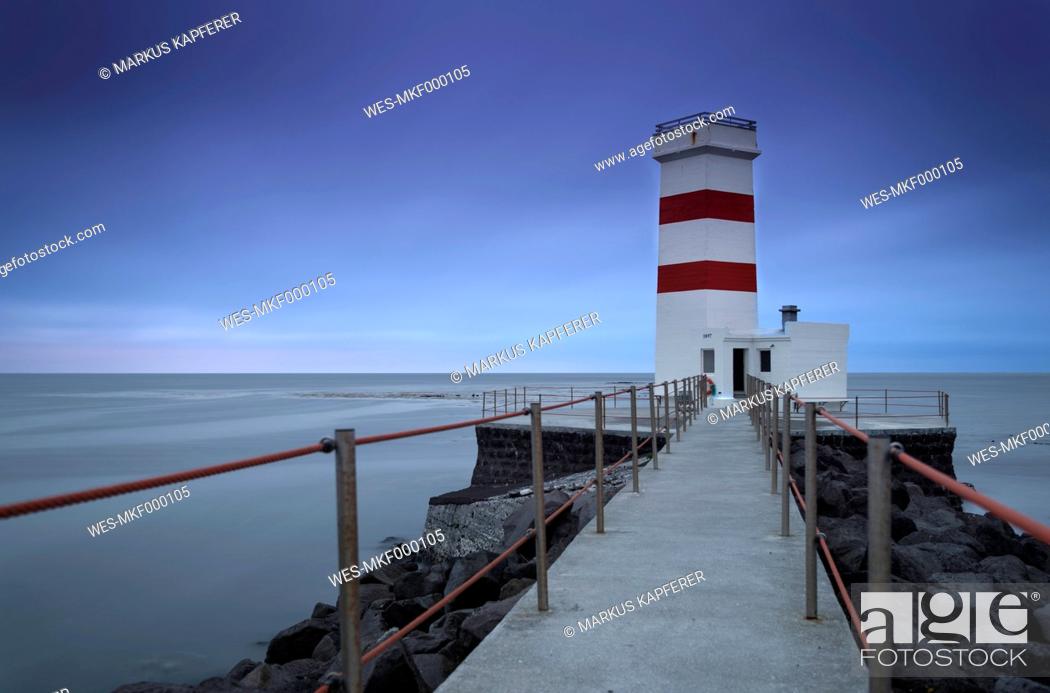 Stock Photo: Iceland, Reykjanes Lighthouse near Gardur.