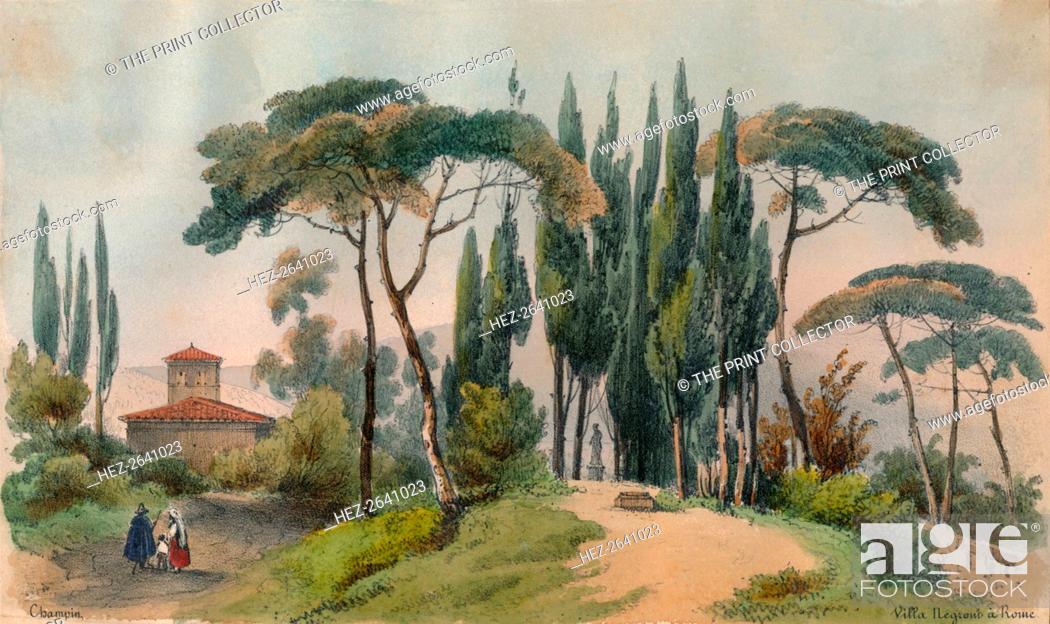 Stock Photo: 'Villa Negroni à Rome', c19th century. Artist: Jean Jacques Champin.