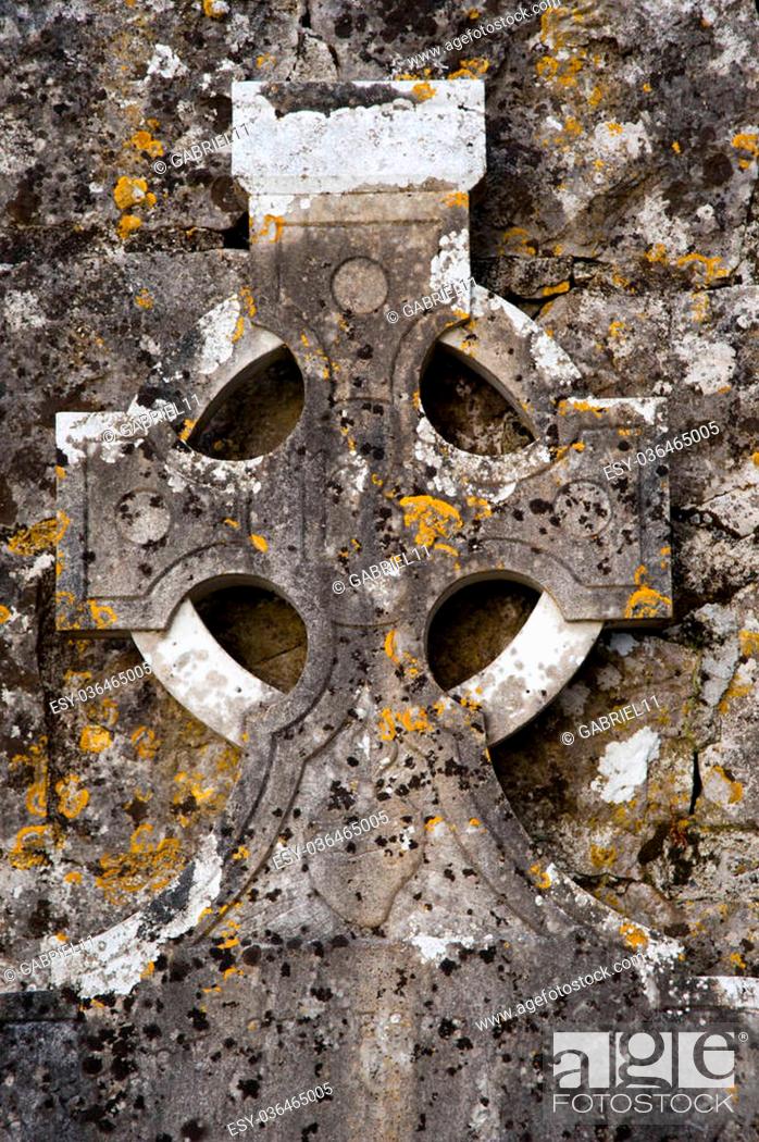 Stock Photo: celtic ruins and cemetery of Claregalway Friary in county Galway, Ireland.