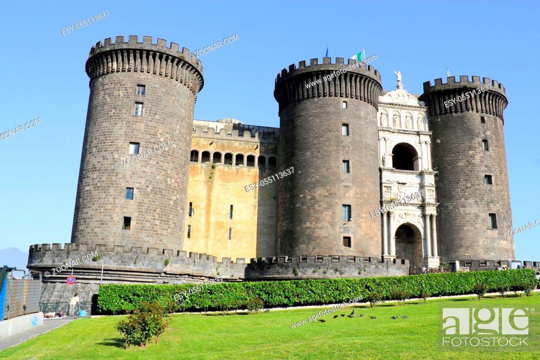 Stock Photo: Old Town, Horizontal, Park, Location, New, Protection, Grass, Festival, Europe, Green, Meadow, City, Historic, Tourism, Castle, Gate, Tower, Old, Architecture, Building, Facade, Statue, Sculpture, Fortress, Italy, Place, Square, Monument, Defend, Fort