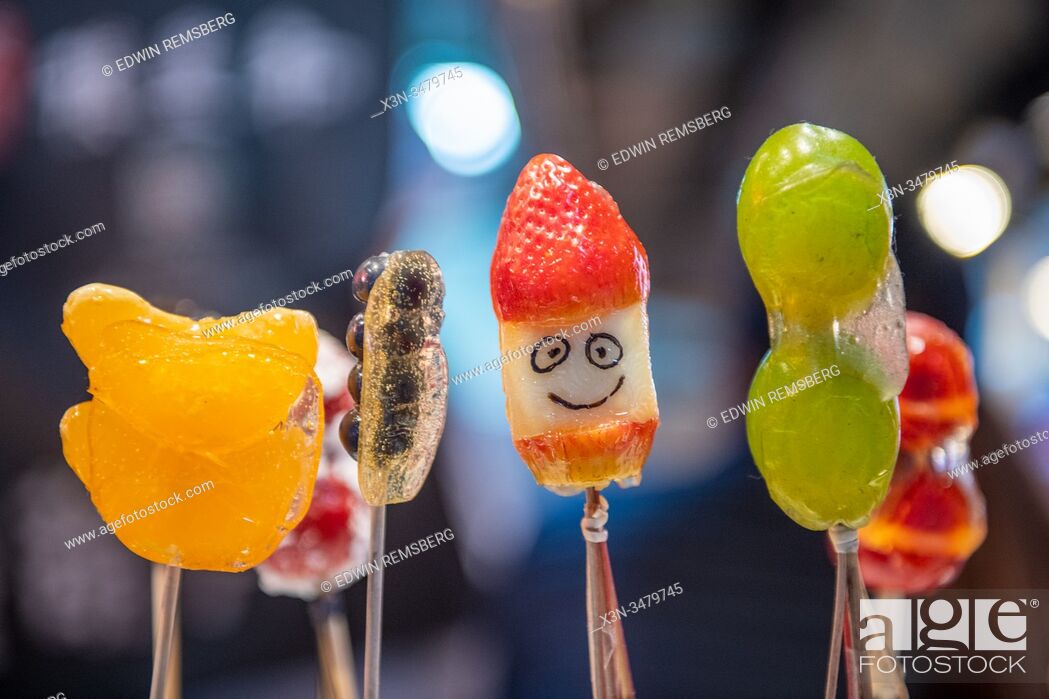 Stock Photo: A smiley face drawn not some sweet treats, Shanghai, China.
