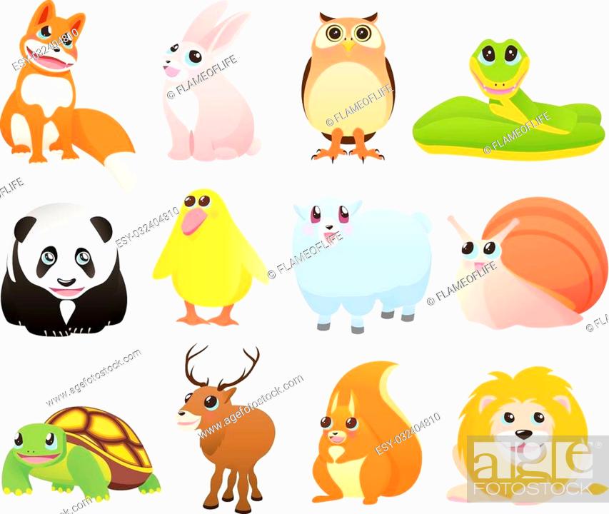 Isolated Cartoon animals with happy smiles (fox, hare, owl, snake, panda,  duck, lamb, snail, turtle, Stock Vector, Vector And Low Budget Royalty Free  Image. Pic. ESY-032404810 | agefotostock